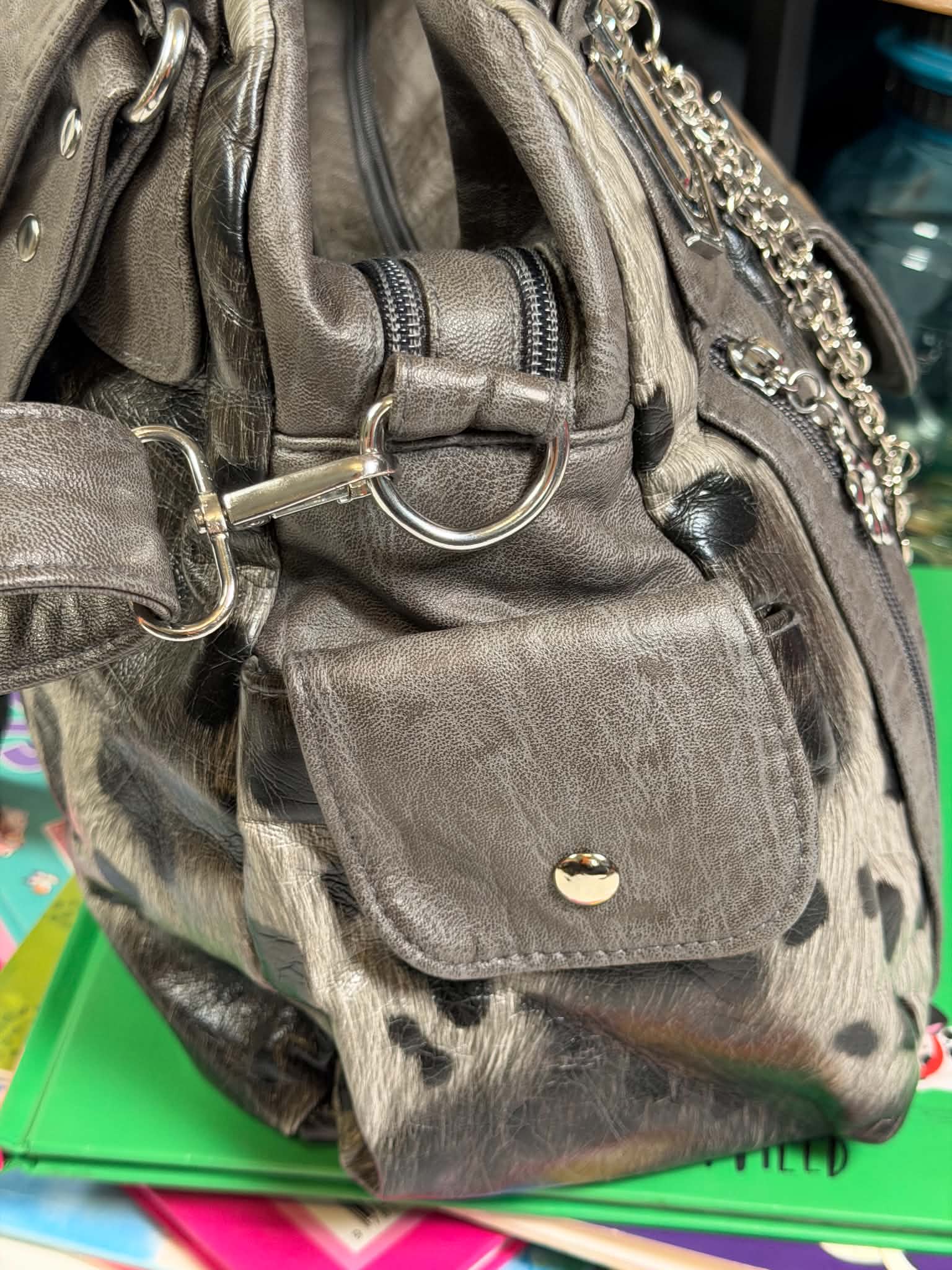 Women's Faux Leather Handbag Large Capacity Hobo Tote Bag Leopard Print Handbag