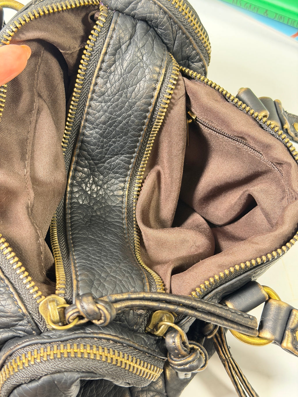 Women’s Black Bronze Shoulder Crossbody Bag.