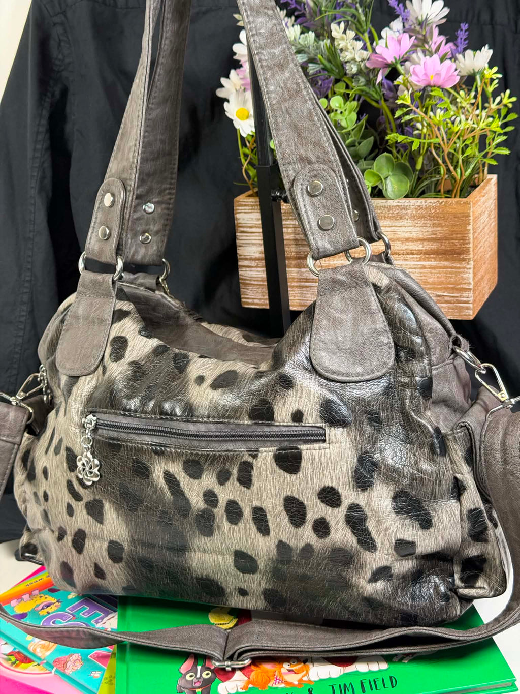 Women's Faux Leather Handbag Large Capacity Hobo Tote Bag Leopard Print Handbag