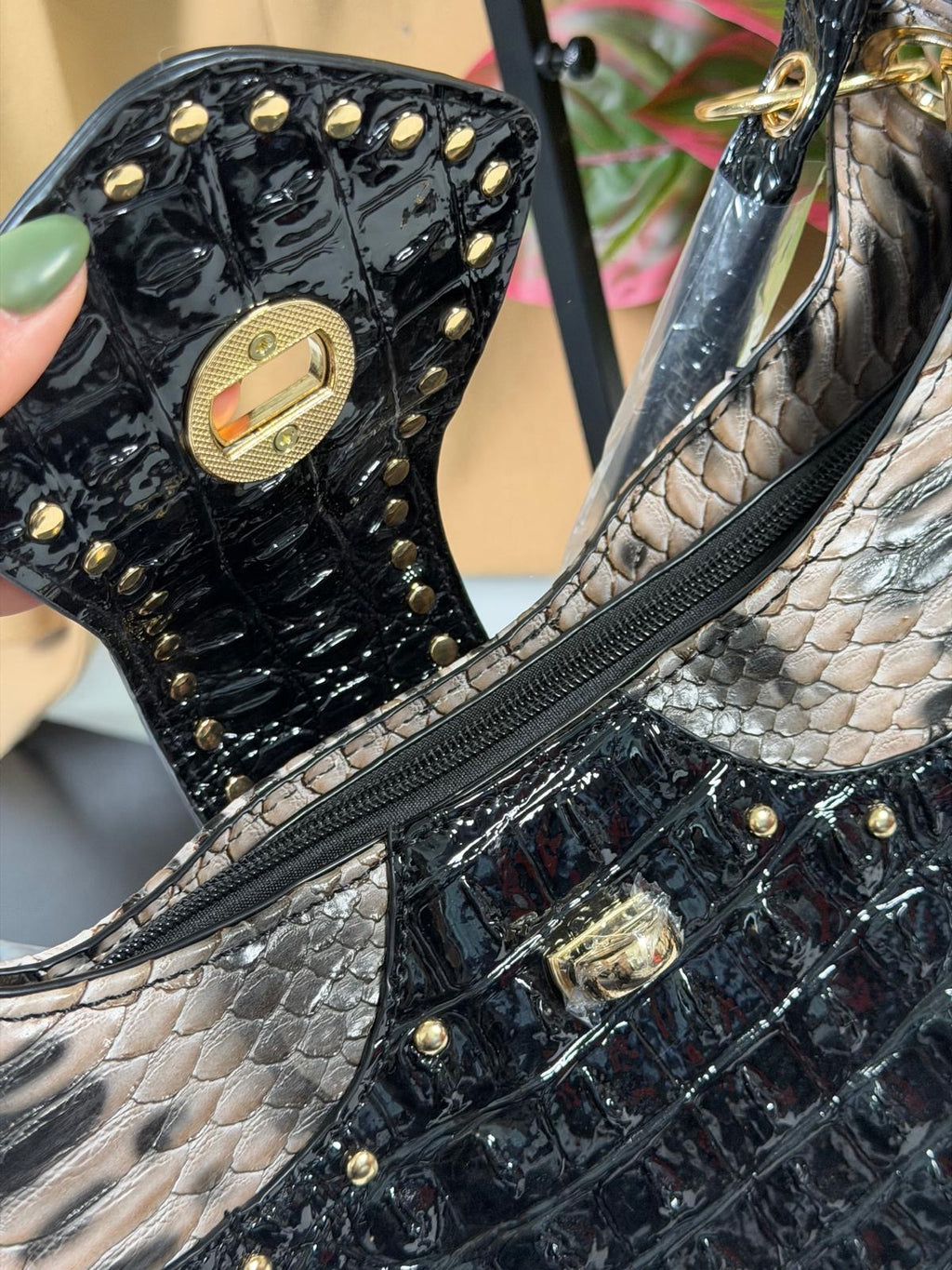 Women,s Tote Snakeskin Faux Leather Large Bag