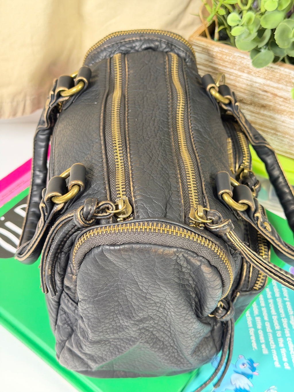 Women’s Black Bronze Shoulder Crossbody Bag.