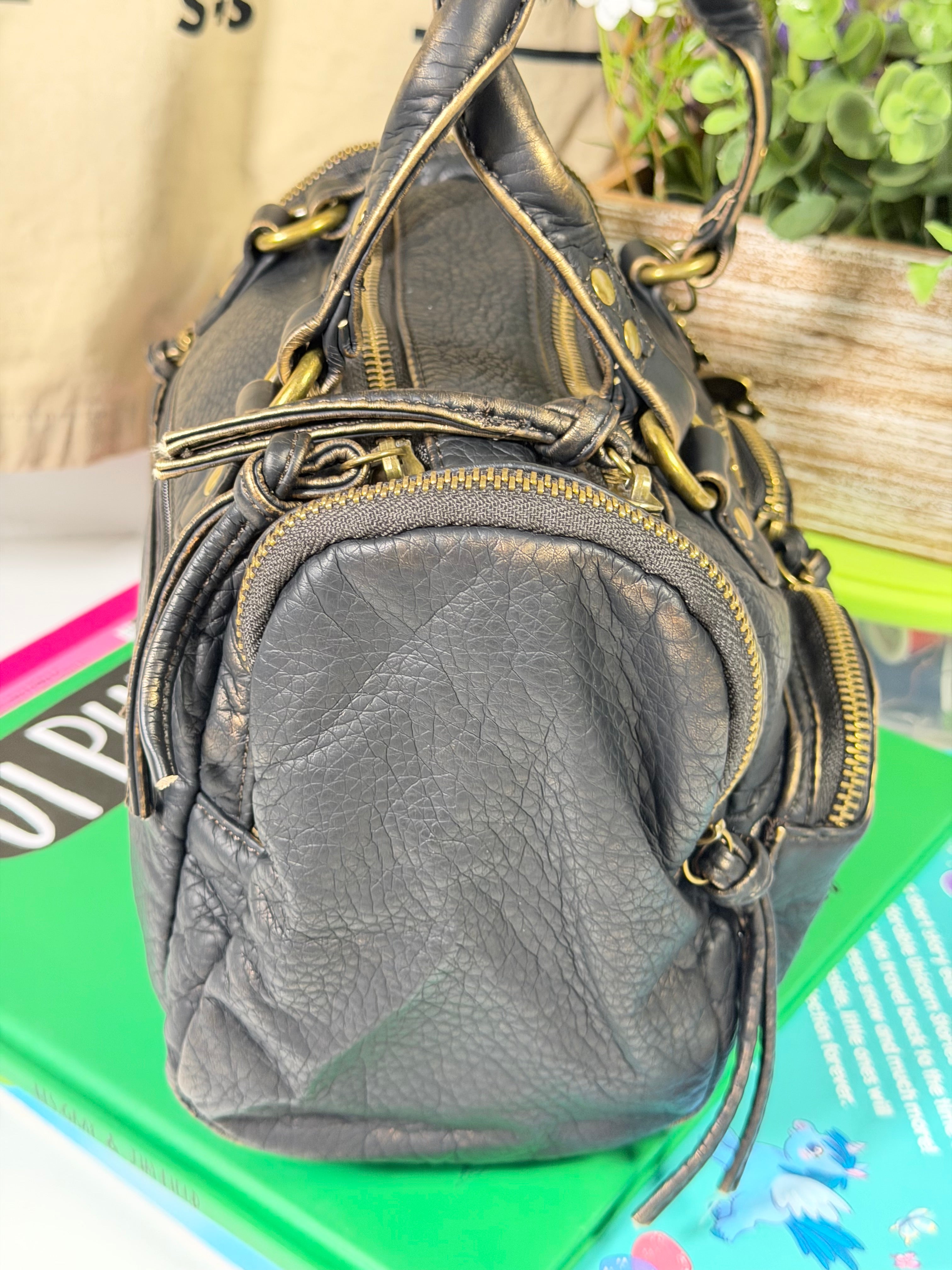 Women’s Black Bronze Shoulder Crossbody Bag.