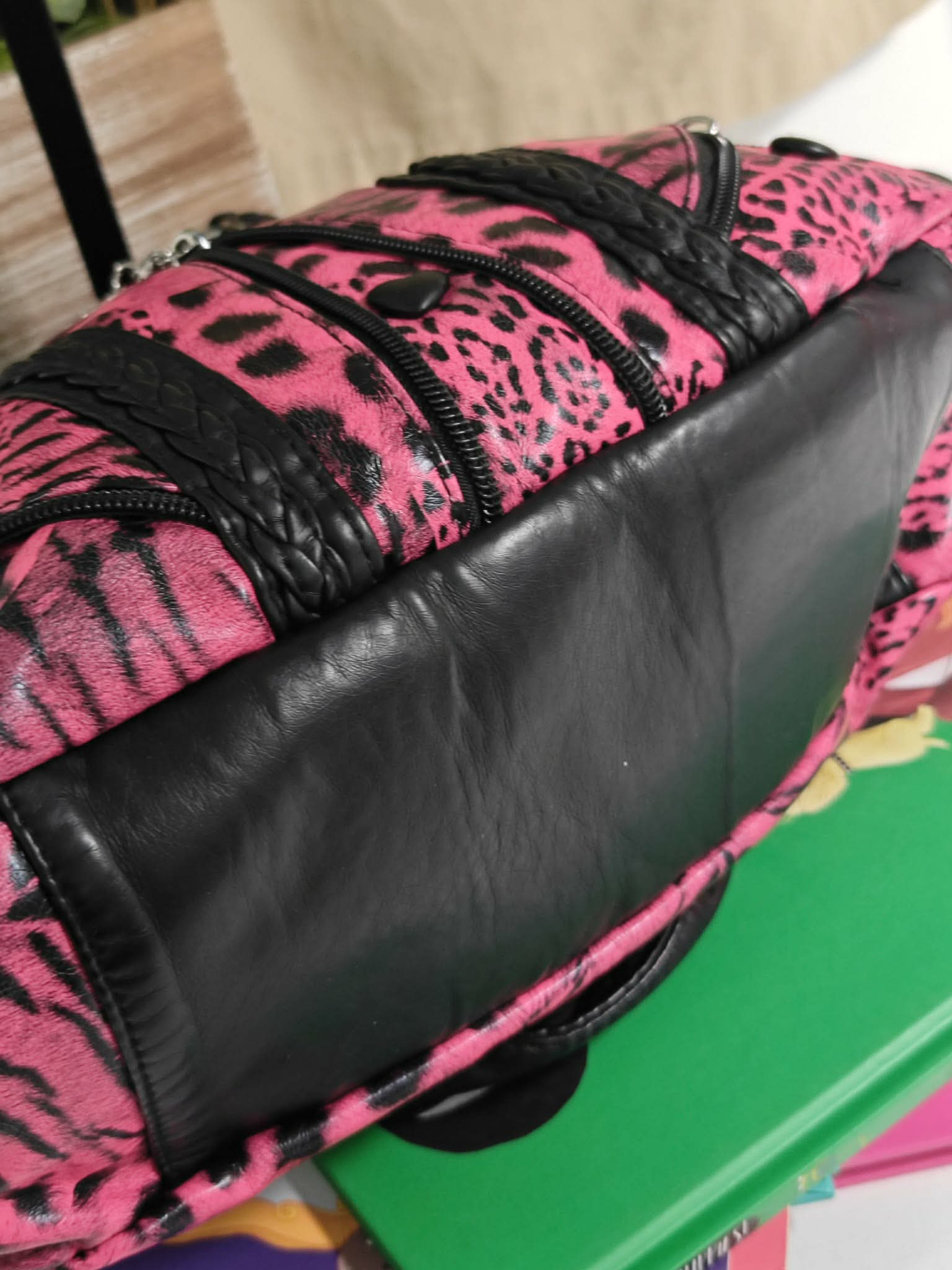 Women's Pink Leopard Print PU Fashion Shoulder Bag Y2K Punk Style Handbag