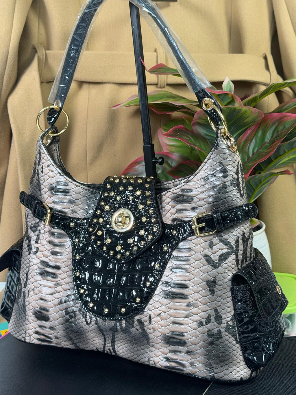 Women,s Tote Snakeskin Faux Leather Large Bag
