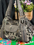 Women's Faux Leather Handbag Large Capacity Hobo Tote Bag Leopard Print Handbag
