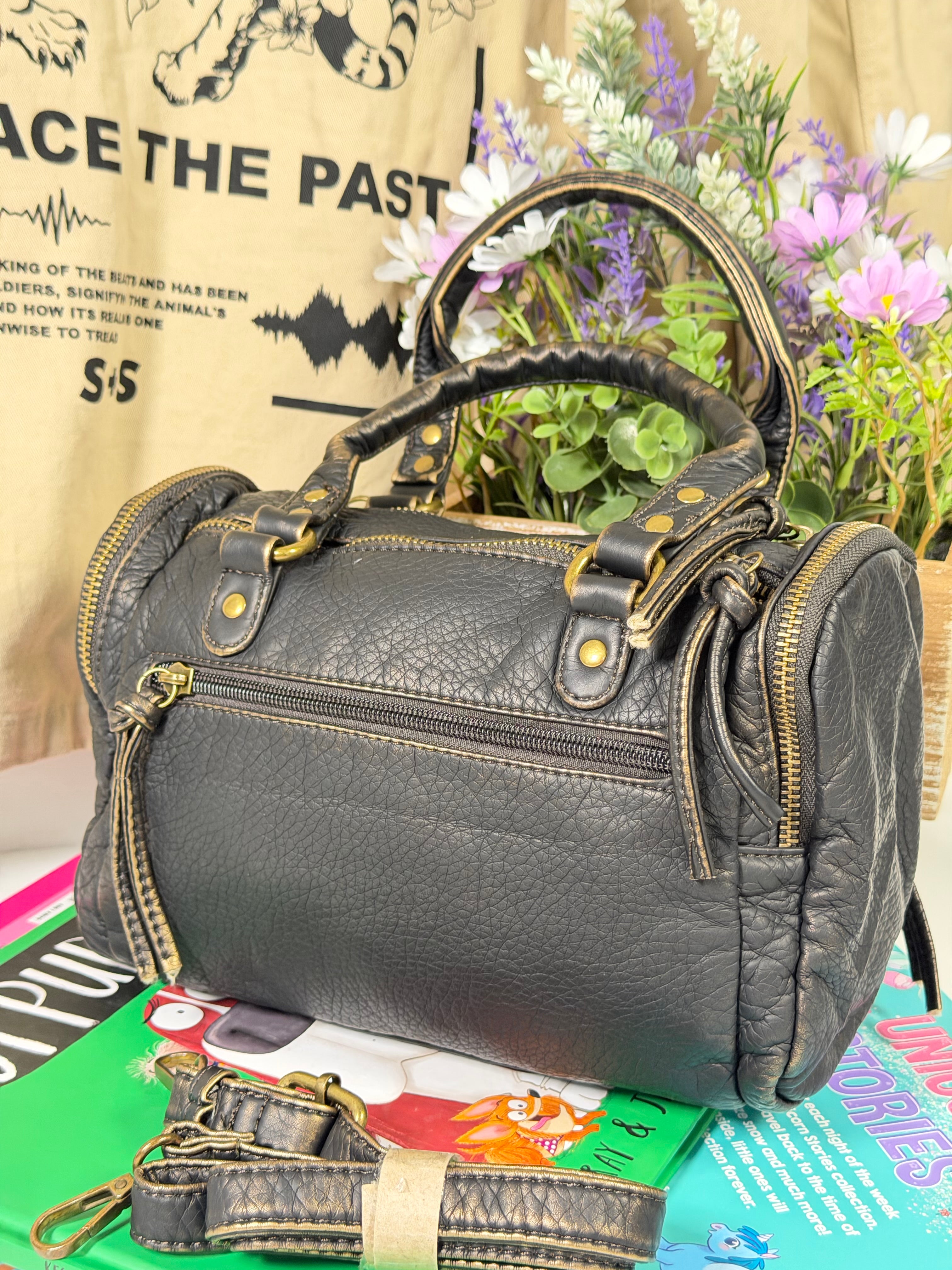 Women’s Black Bronze Shoulder Crossbody Bag.