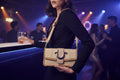 True Religion Frayed Denim Flap Shoulder Bag – Natural / Khaki