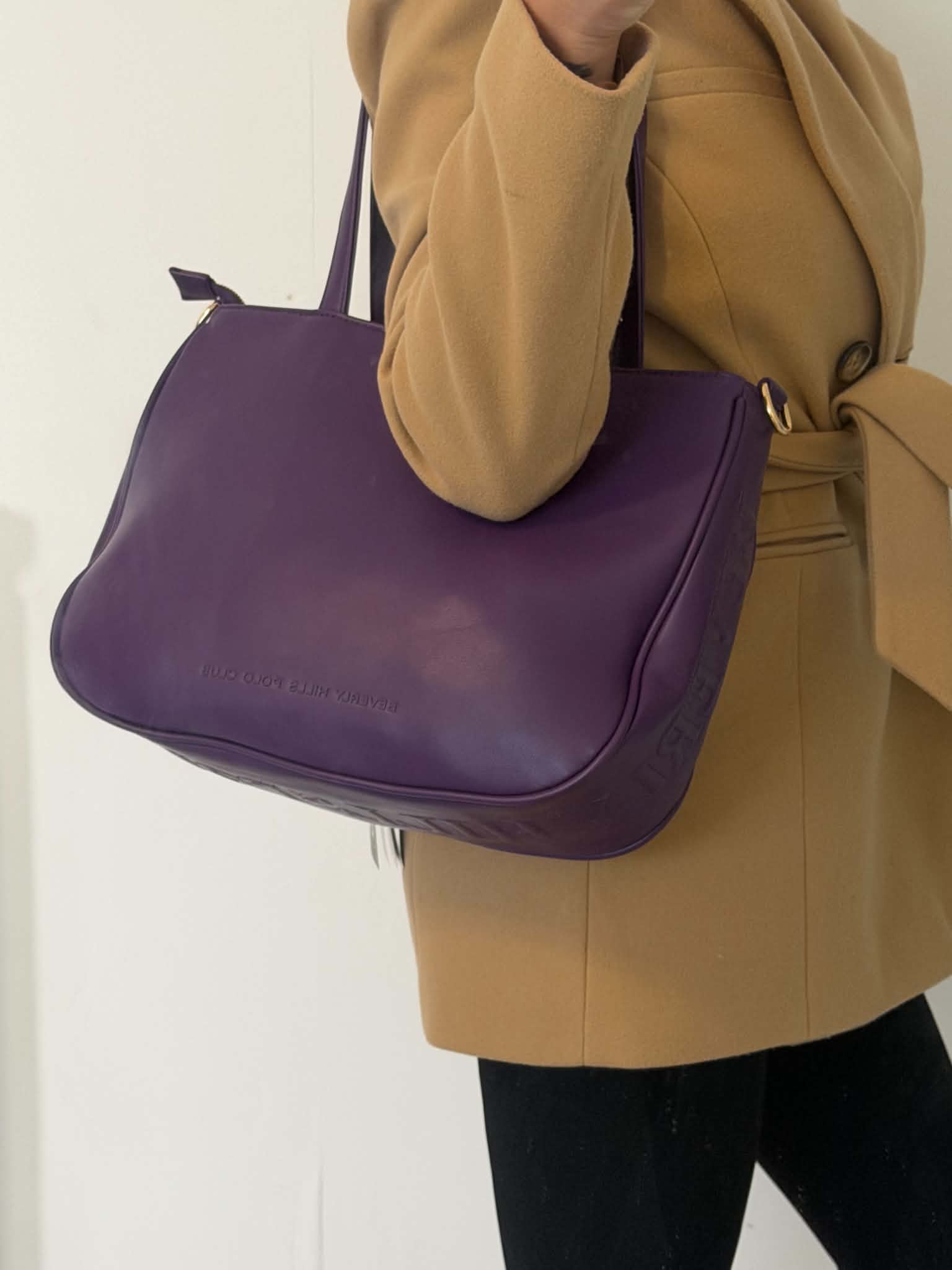 Large Capacity Purple Faux Leather Versatile Tote Bag