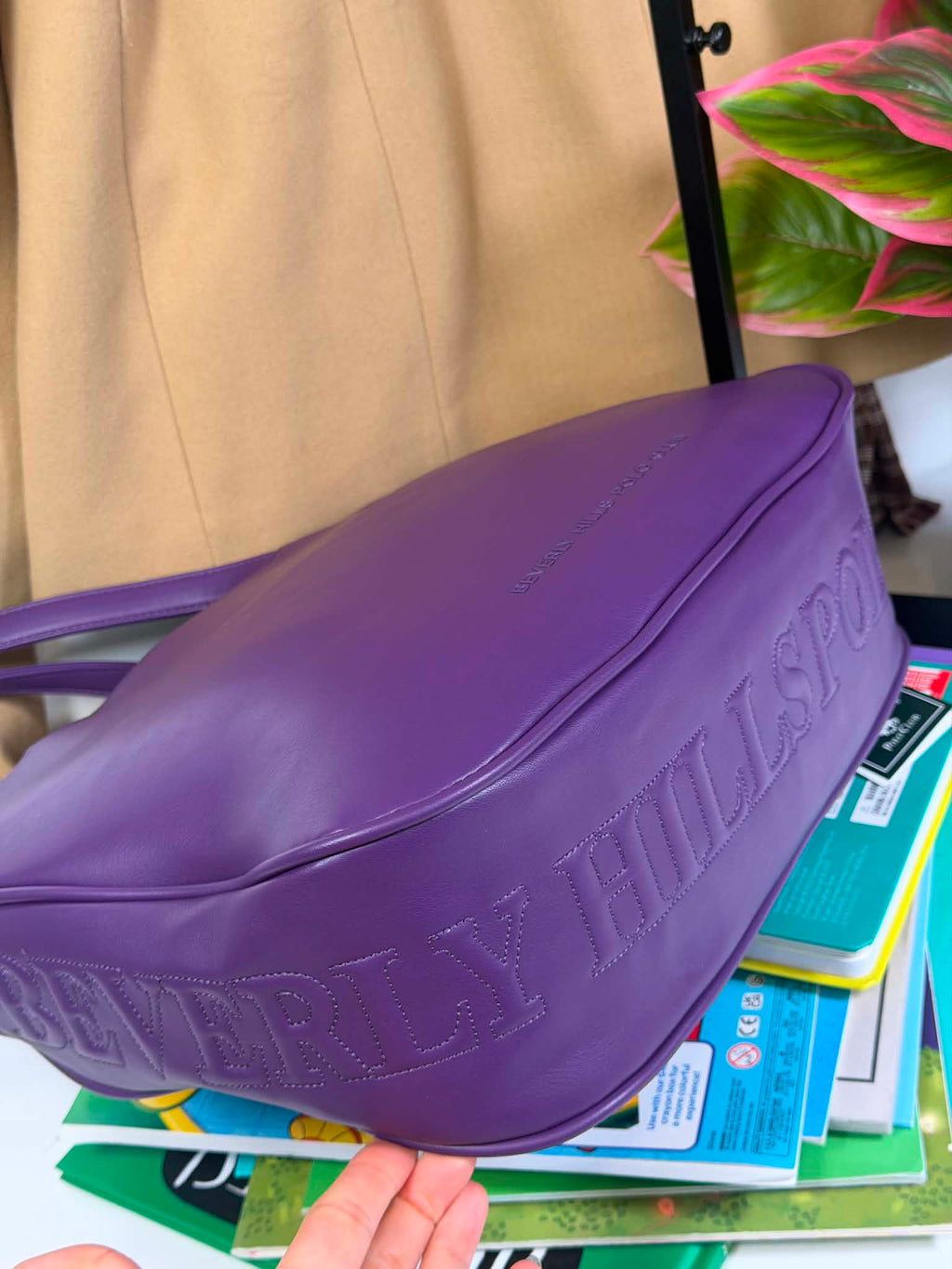 Large Capacity Purple Faux Leather Versatile Tote Bag