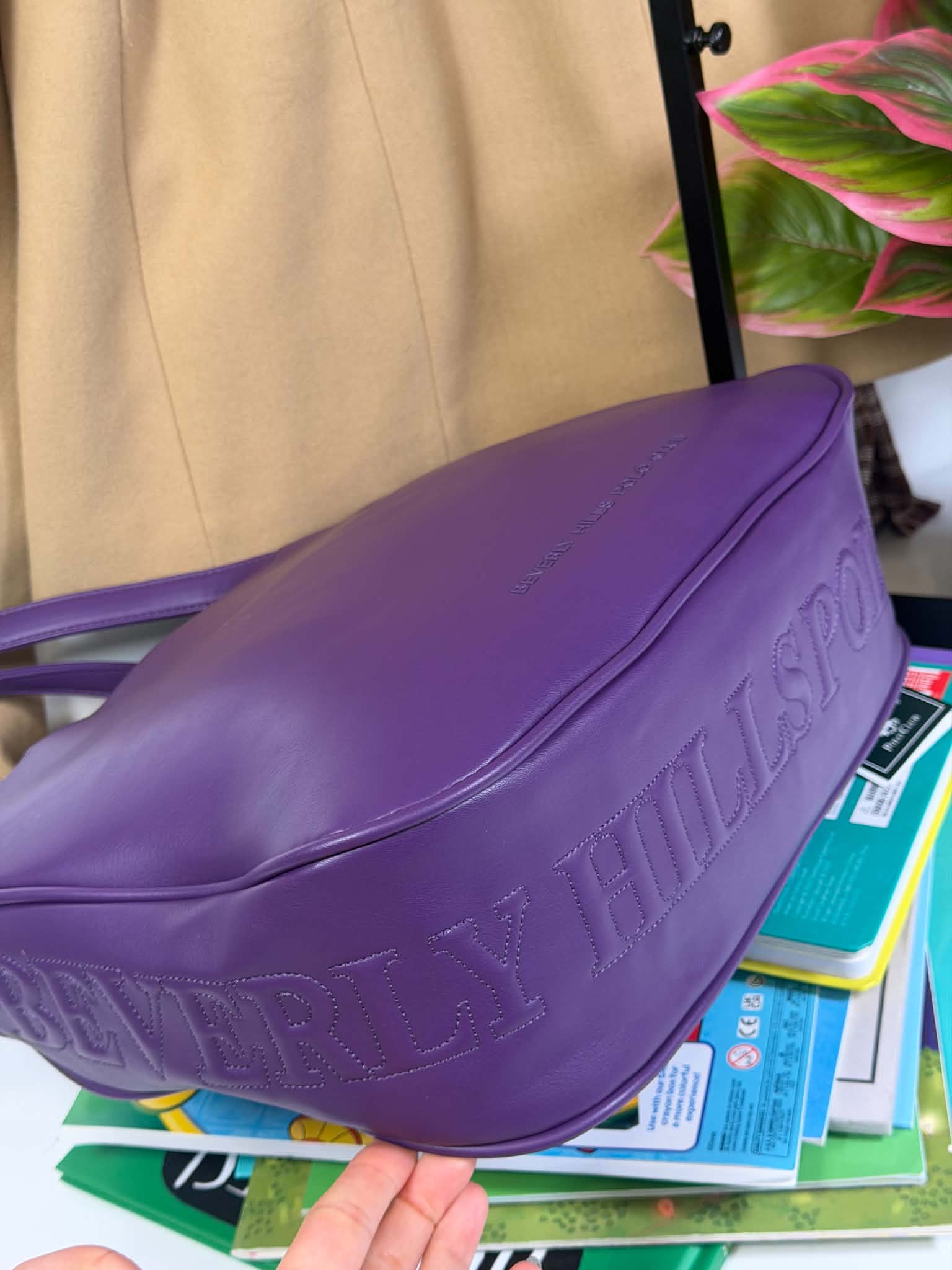 Large Capacity Purple Faux Leather Versatile Tote Bag