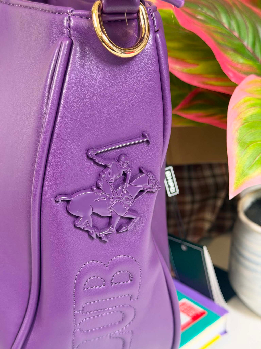 Large Capacity Purple Faux Leather Versatile Tote Bag
