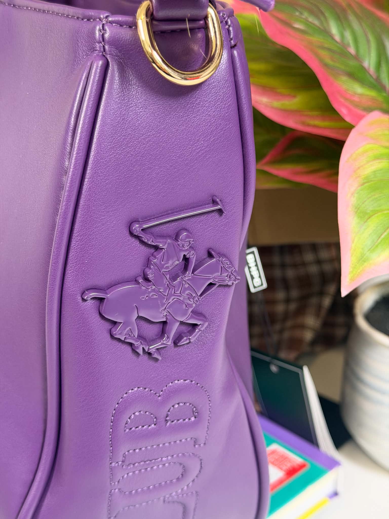Large Capacity Purple Faux Leather Versatile Tote Bag