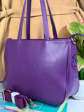 Large Capacity Purple Faux Leather Versatile Tote Bag