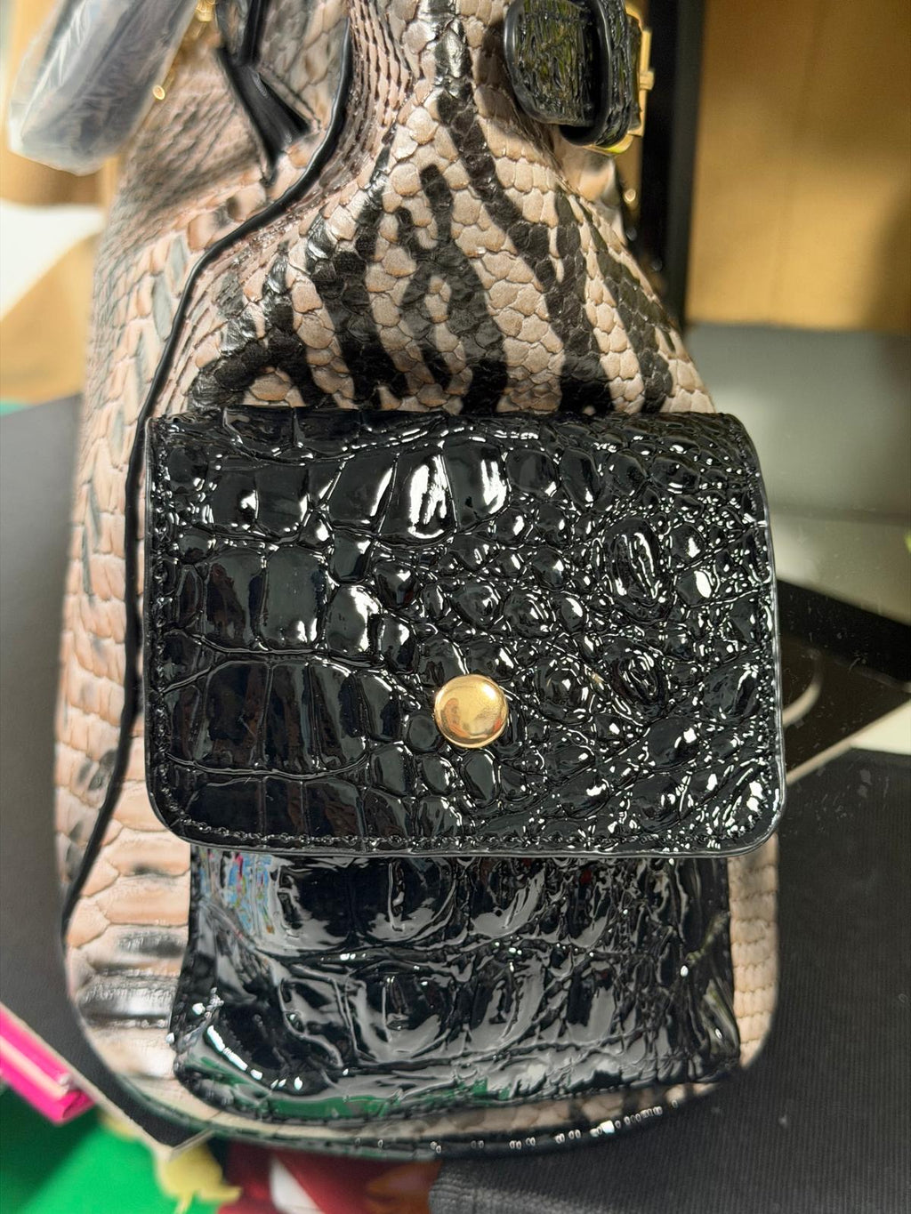 Women,s Tote Snakeskin Faux Leather Large Bag