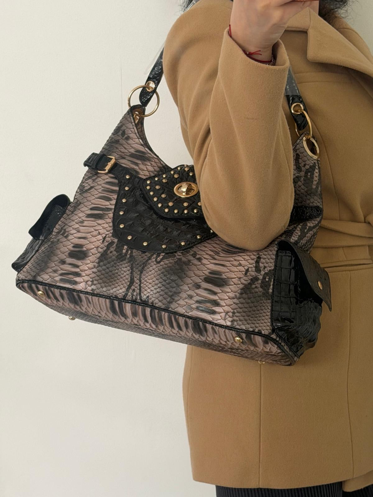 Women,s Tote Snakeskin Faux Leather Large Bag